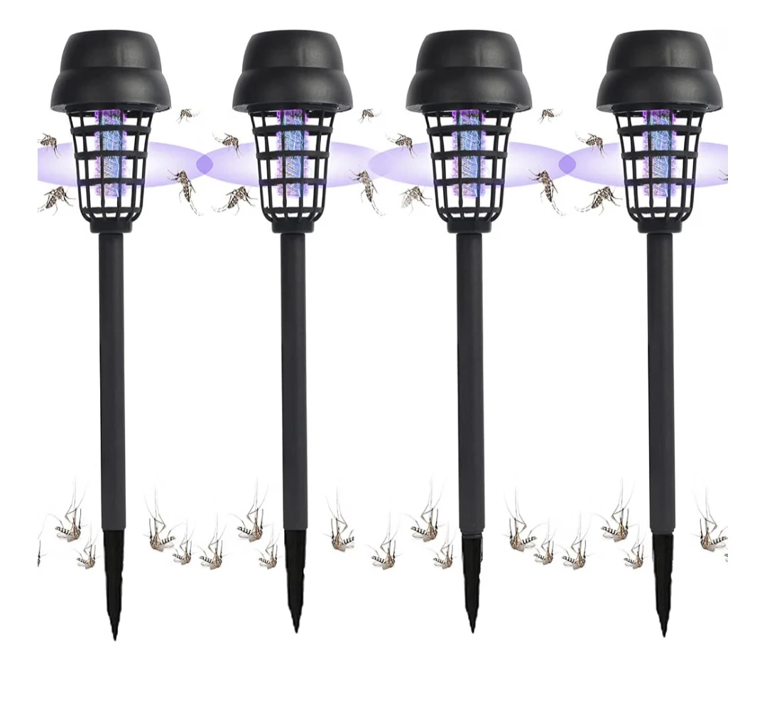 Set of 4 Solar Powered Bug Zapper Garden Lights