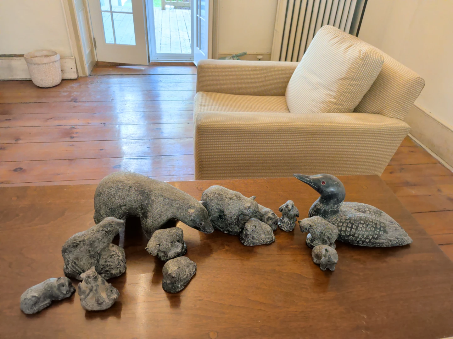 Set of 13 Hand-Carved Stone Wildlife Figurines