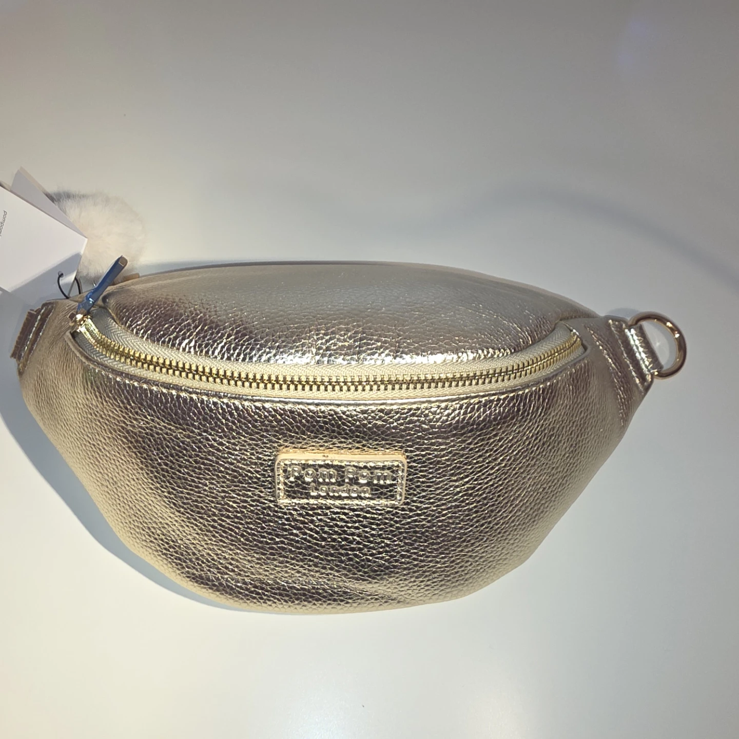 Pom Pom London Genuine leather metallic gold belt bag