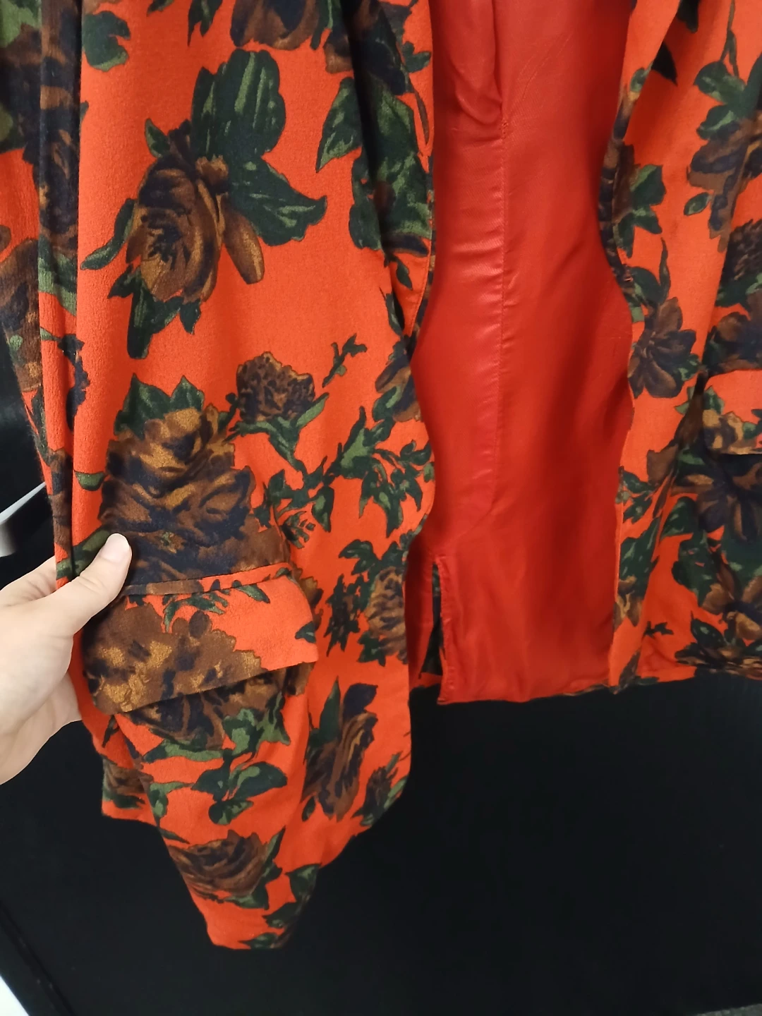 Zara red floral open blazer size small S - photo 4