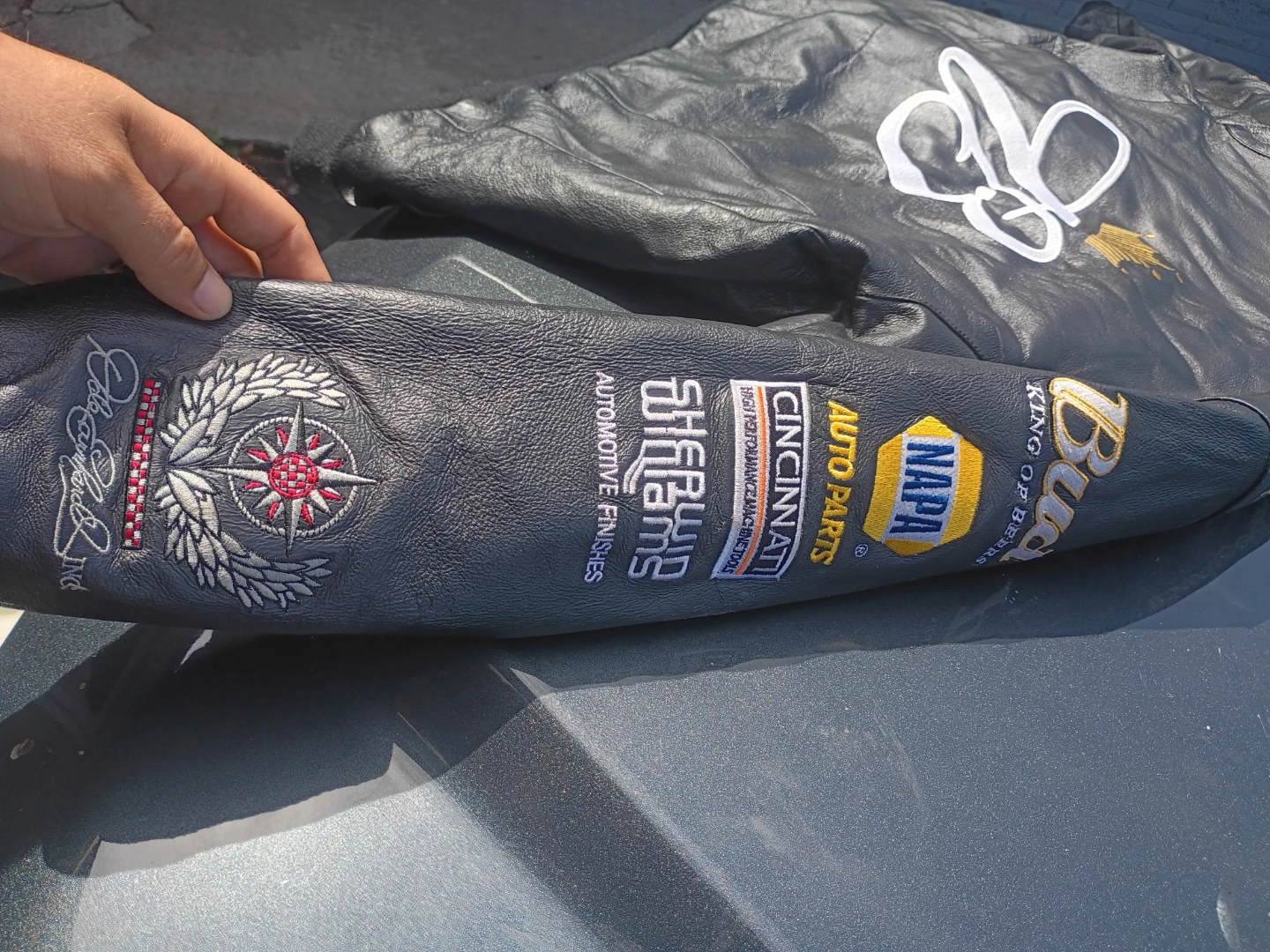 Jeff Hamilton Budweiser NASCAR Leather Jacket - photo 5
