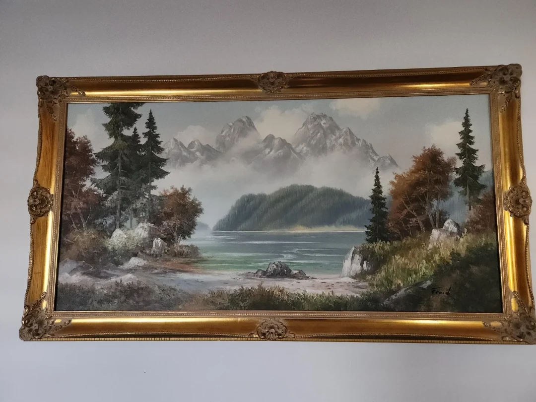 Landscape Oil Painting in Ornate Gold Frame