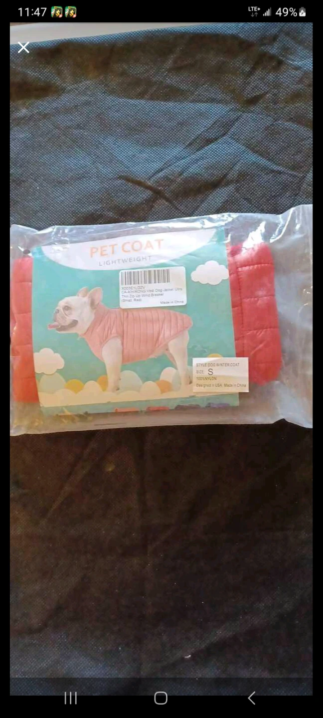 Red Lightweight Pet Coat Size S