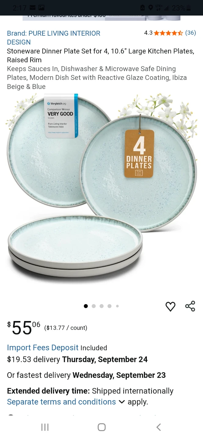4 dinner plates & 4 Salad Plates.  PURE LIVING INTERIOR DESIGN