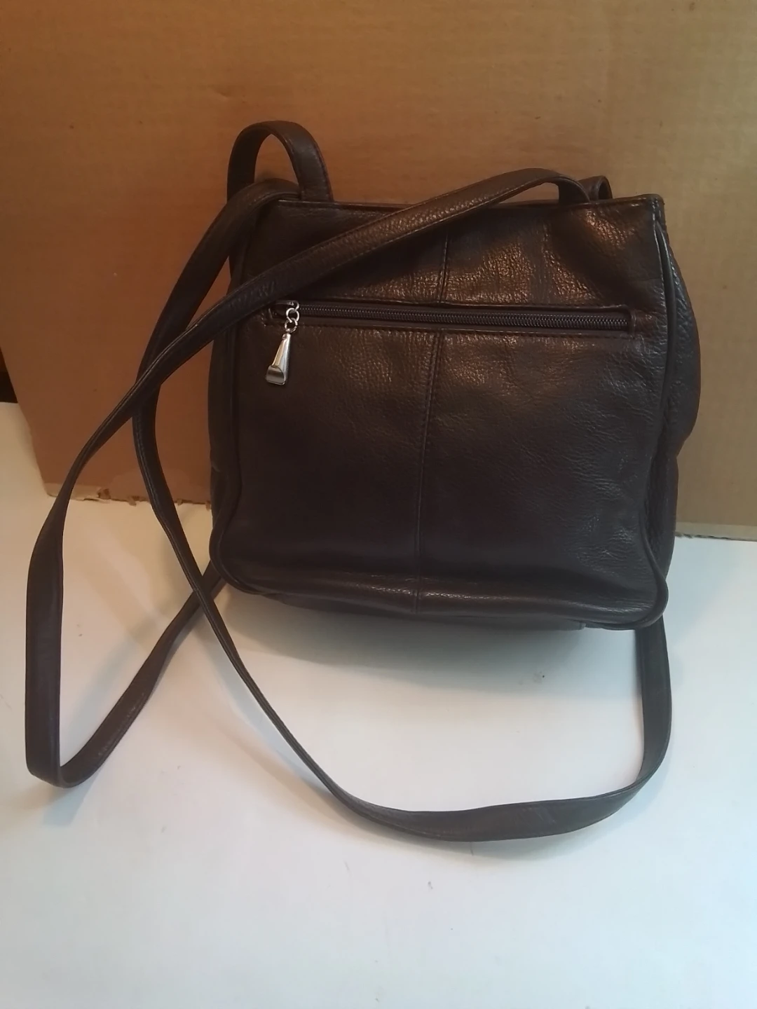 Vintage Dark Brown Leather Woven Crossbody Bag - photo 2