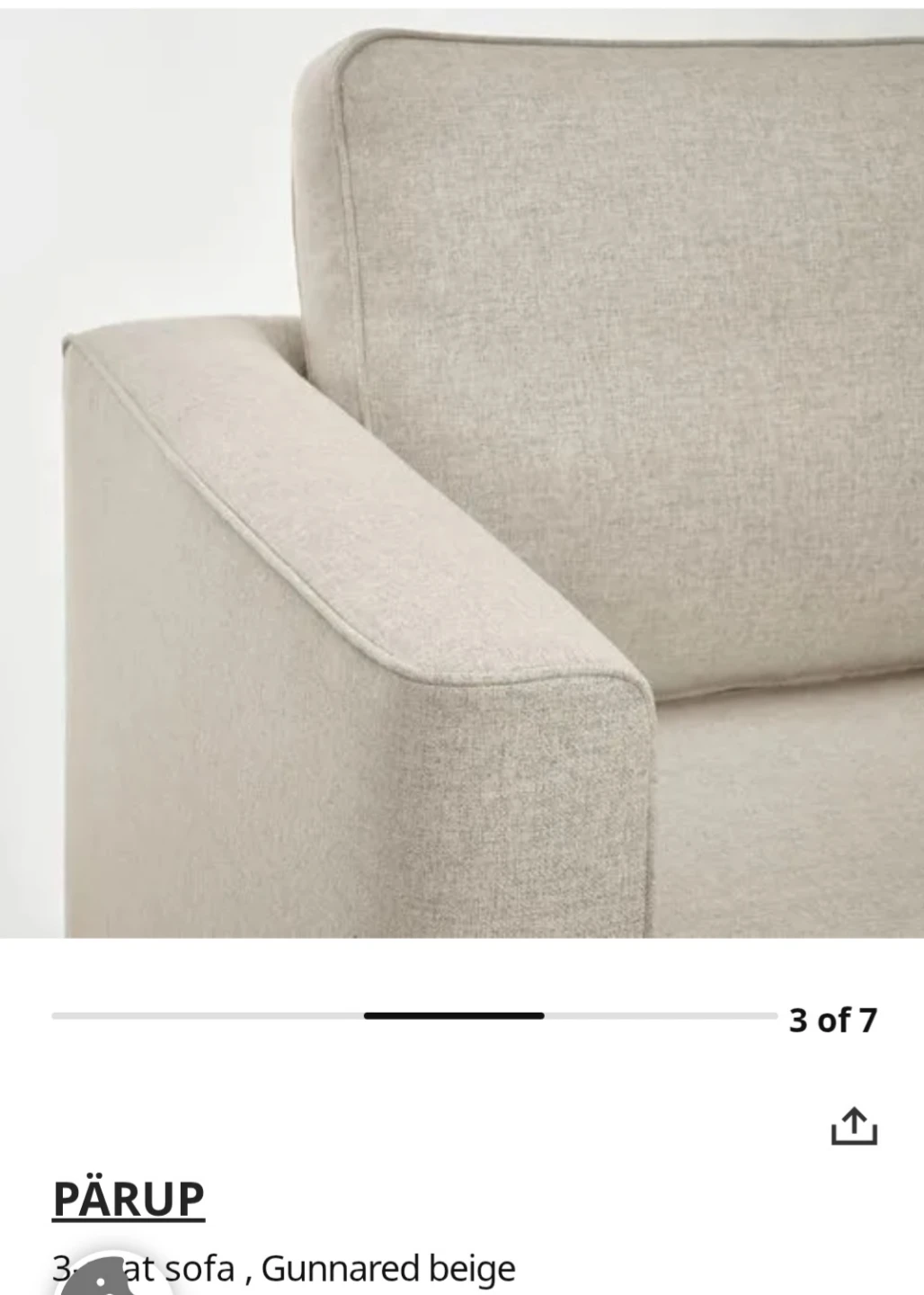 IKEA PÄRUP 3-Seat Sofa - Gunnared Beige - photo 2