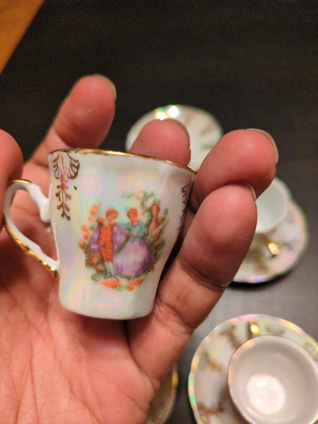 Miniature Porcelain Tea Set with Sugar Bowl - photo 5