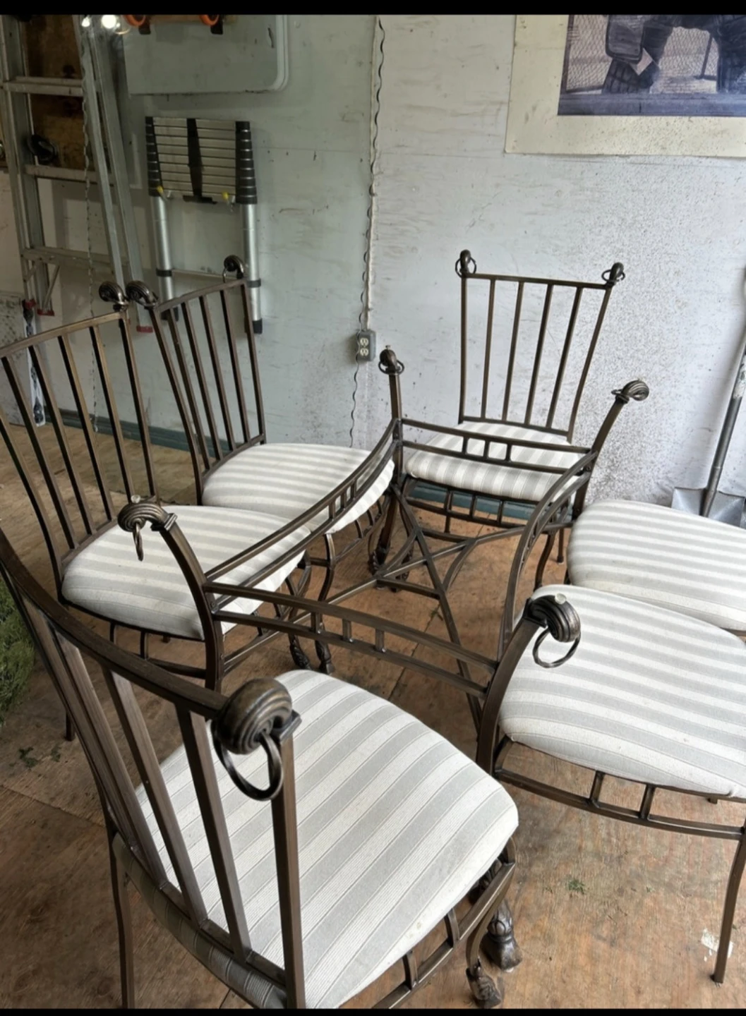 Set of 6 Wrought Iron Dining Chairs - photo 2