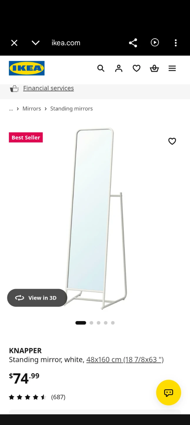 IKEA KNAPPER Standing Mirror - photo 3