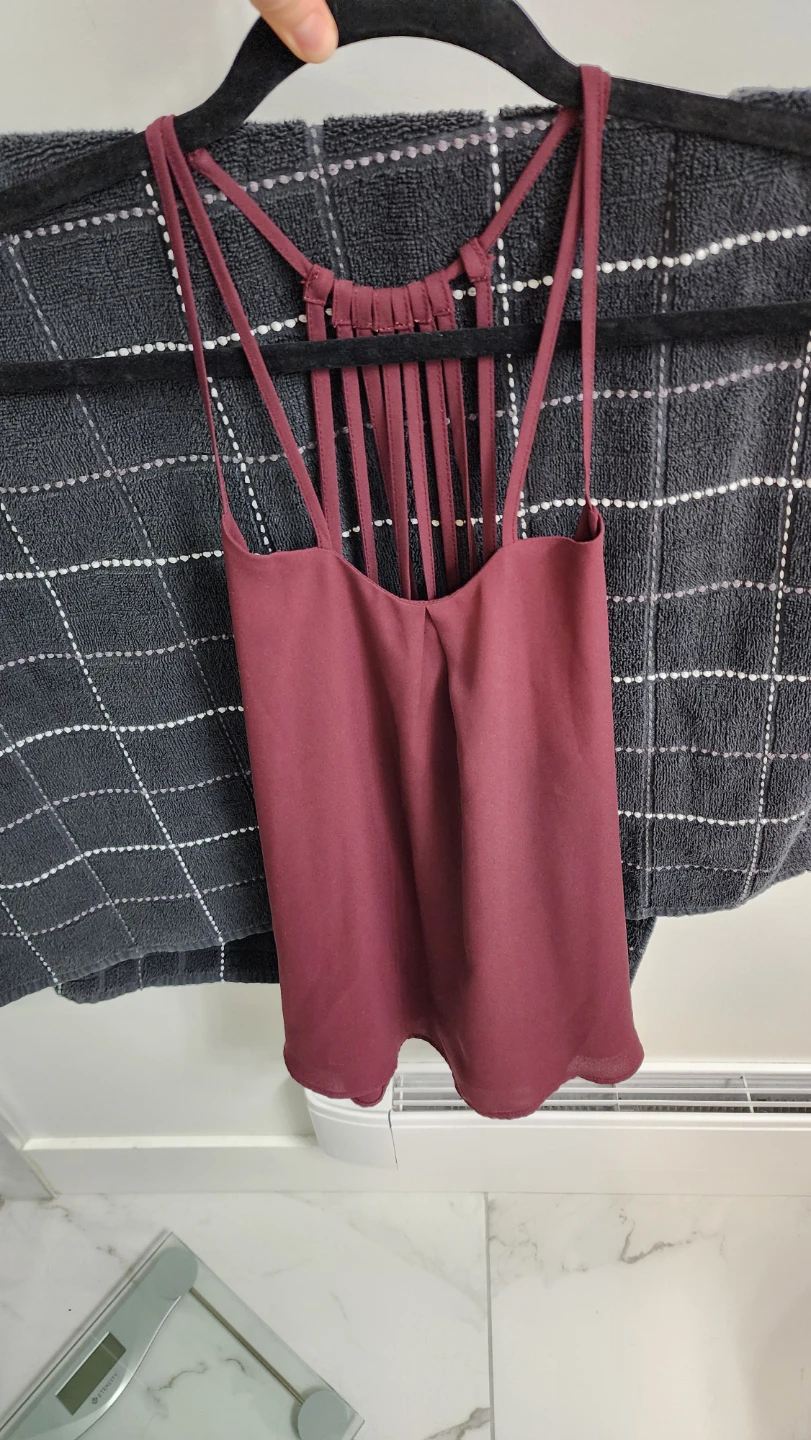 Burgundy Caged Back Tank Top - photo 3