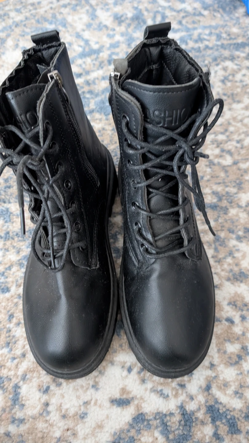 Black Fashion Combat Boots