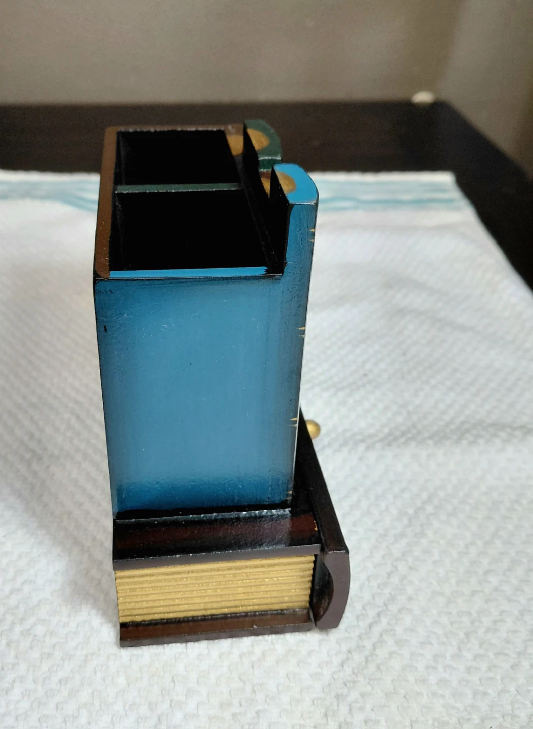 Wooden Book-Style Desk Organizer with Drawer - photo 5