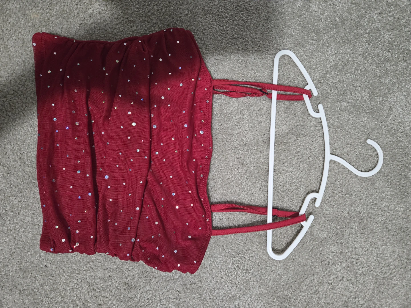 Red sparkly rhinestone tube top