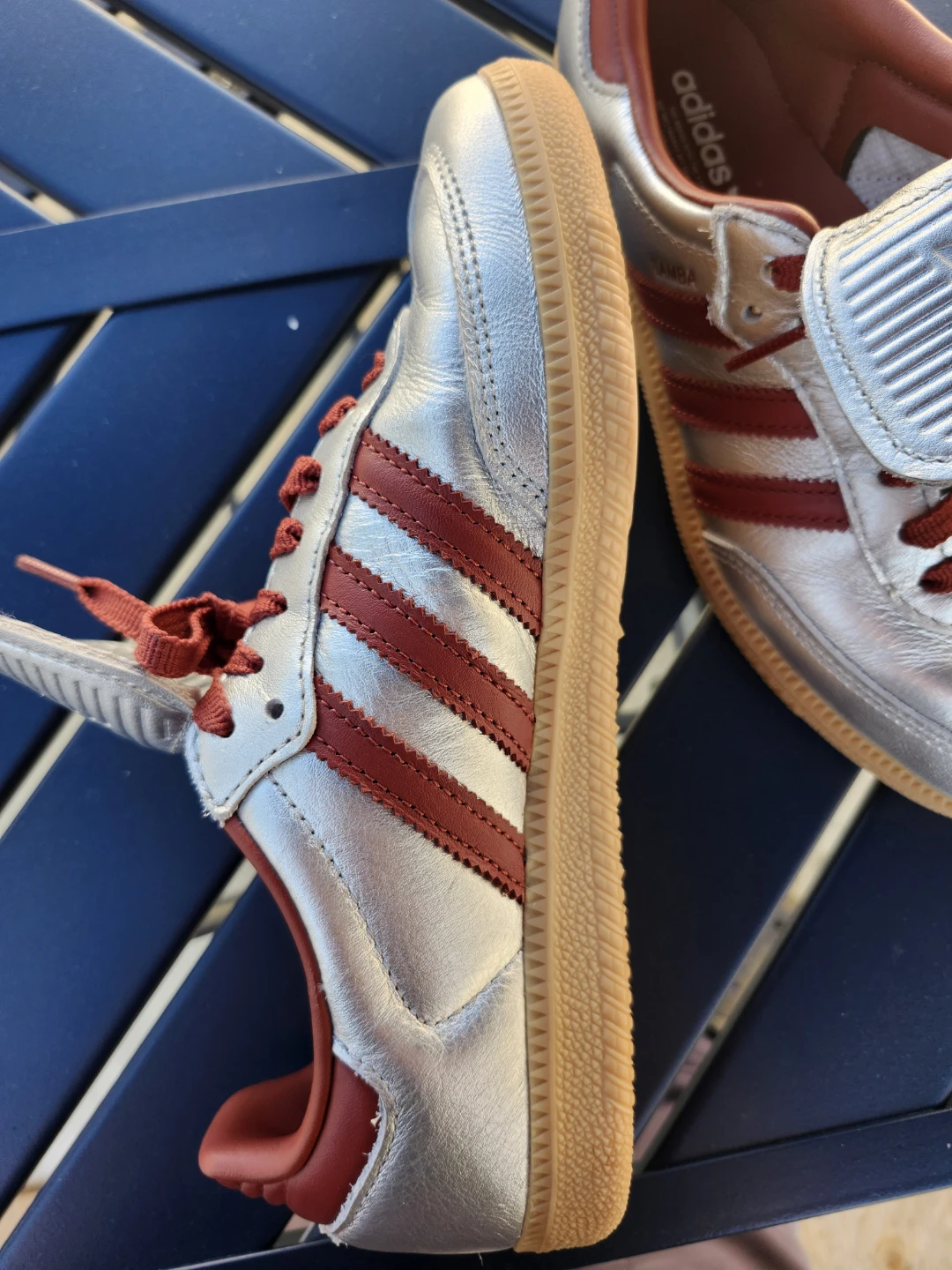 🏈Adidas Samba Sneakers Silver and Red - photo 3