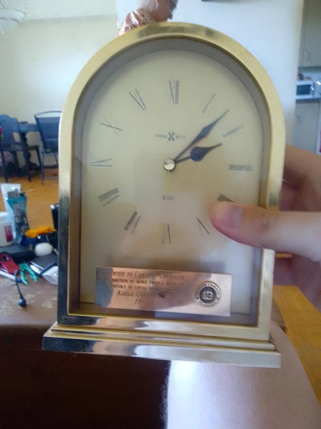 Howard Miller Quartz Desk Clock with Presentation Plaque