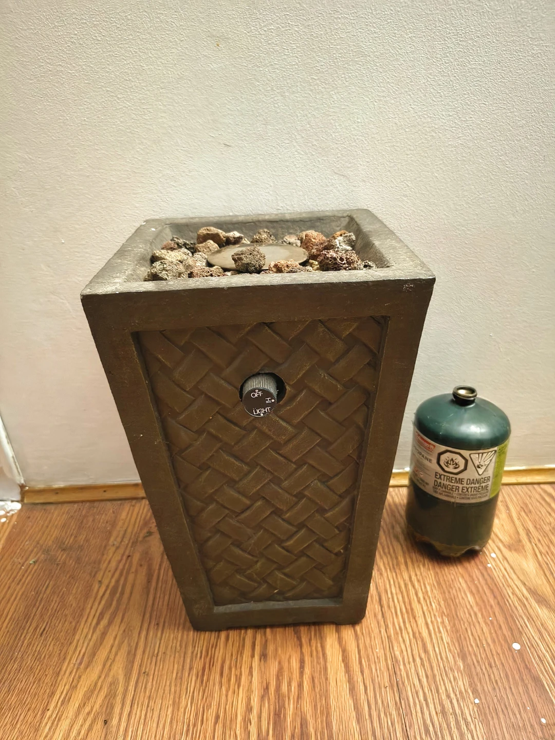 Square Propane Fire Pit with Lava Rocks