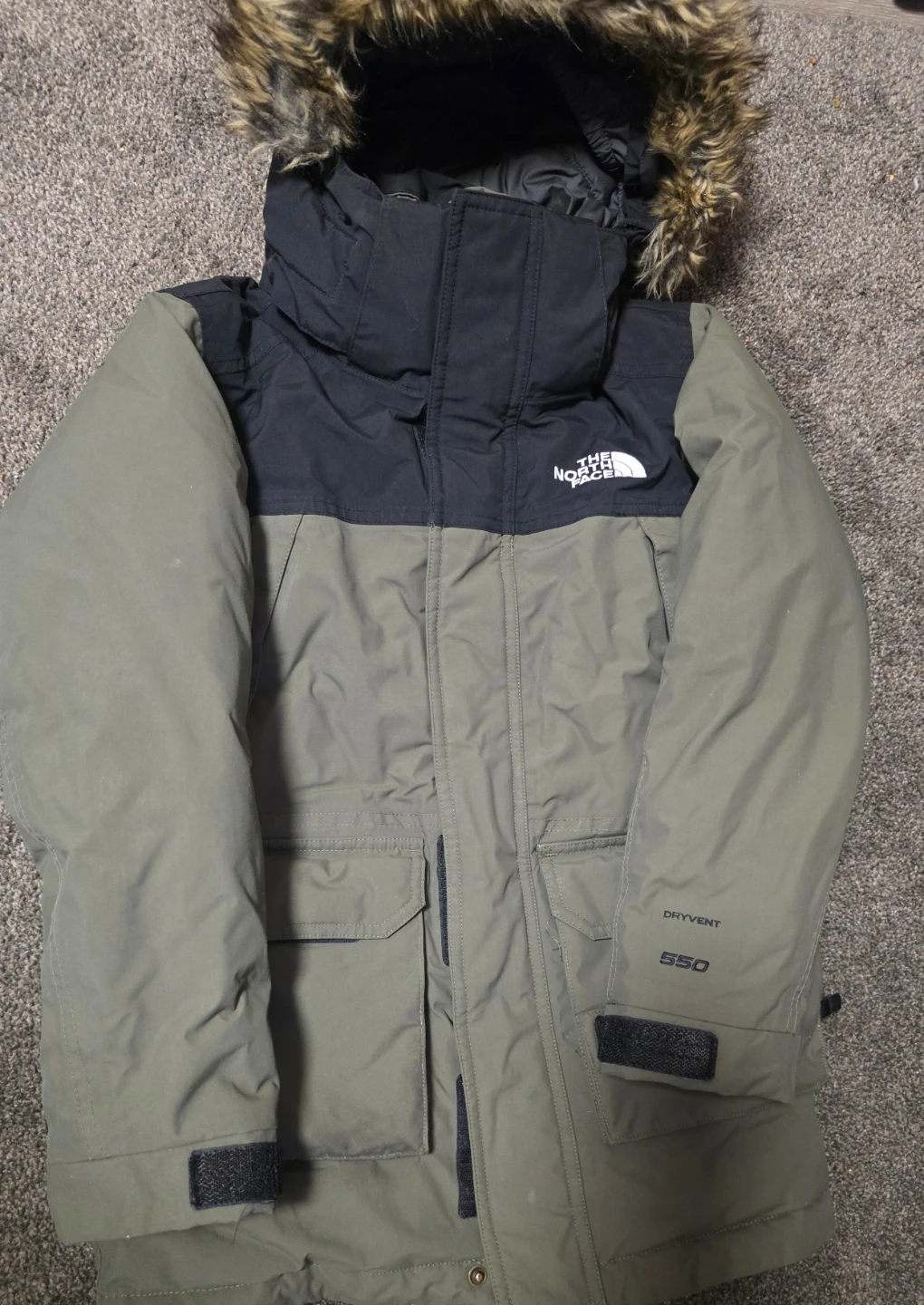 The North Face Boys 550 Down Parka - Olive/Black