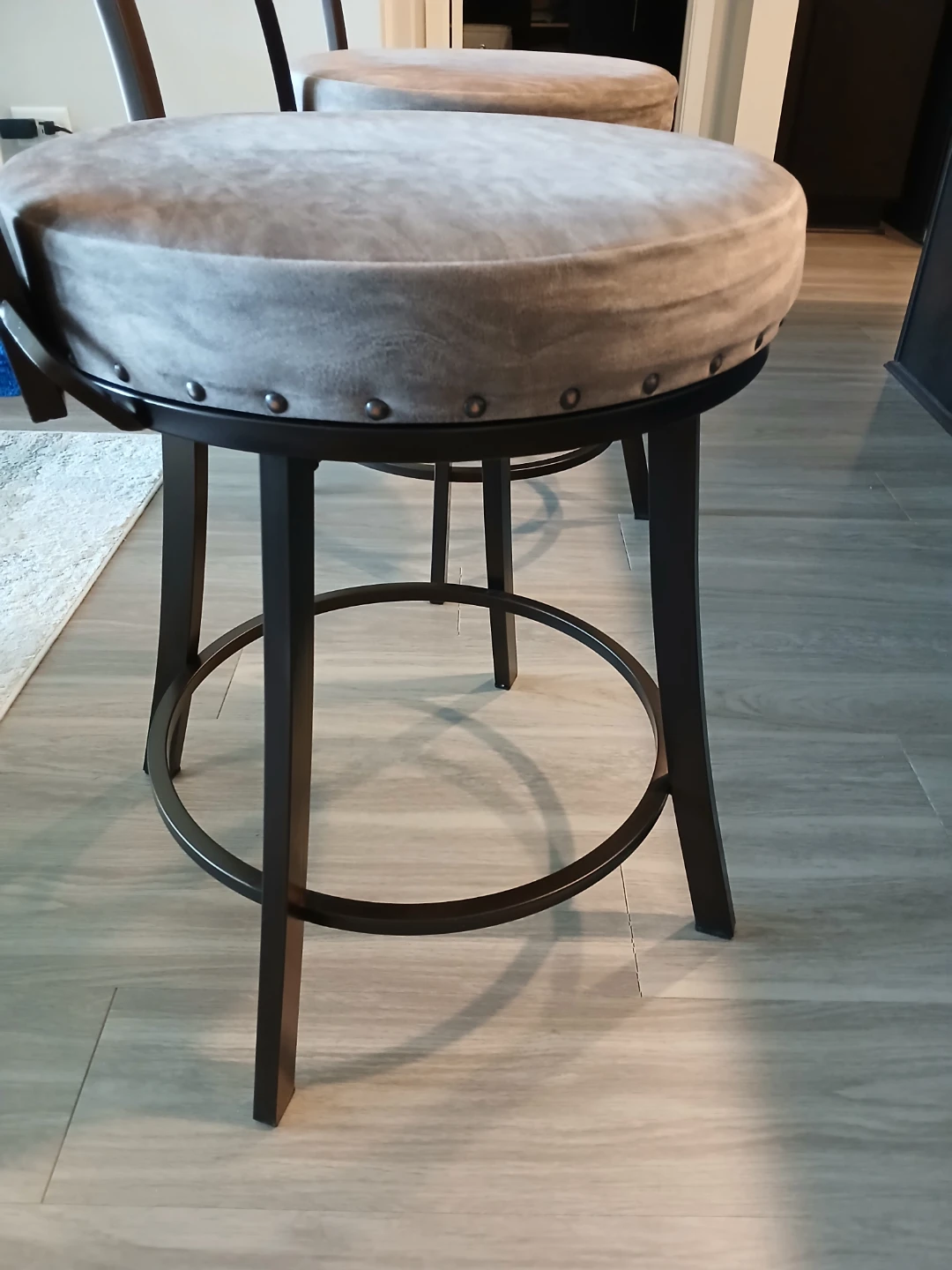 Set of Two Grey Swivel Bar Stools - photo 3