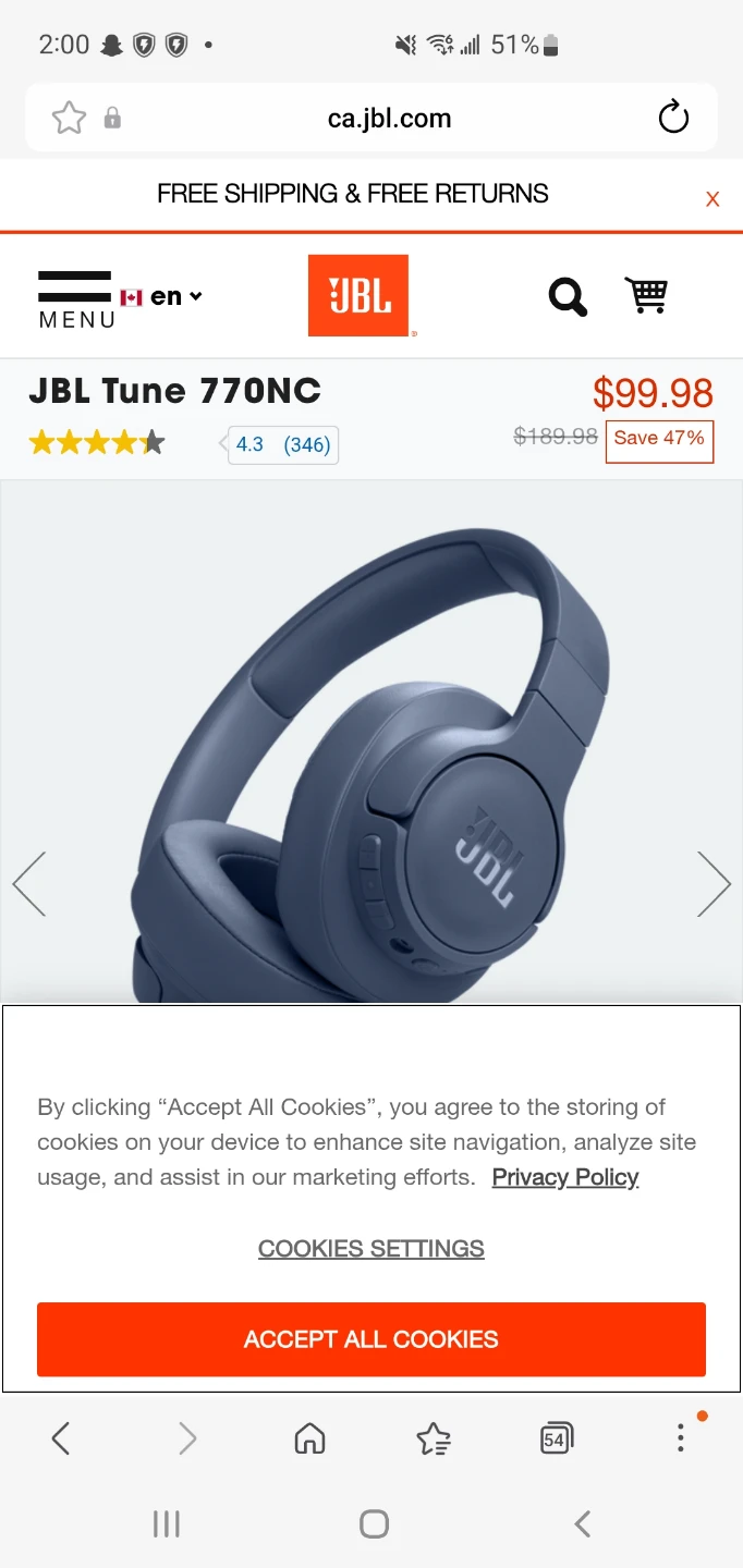 JBL Tune 770NC Wireless Headphones