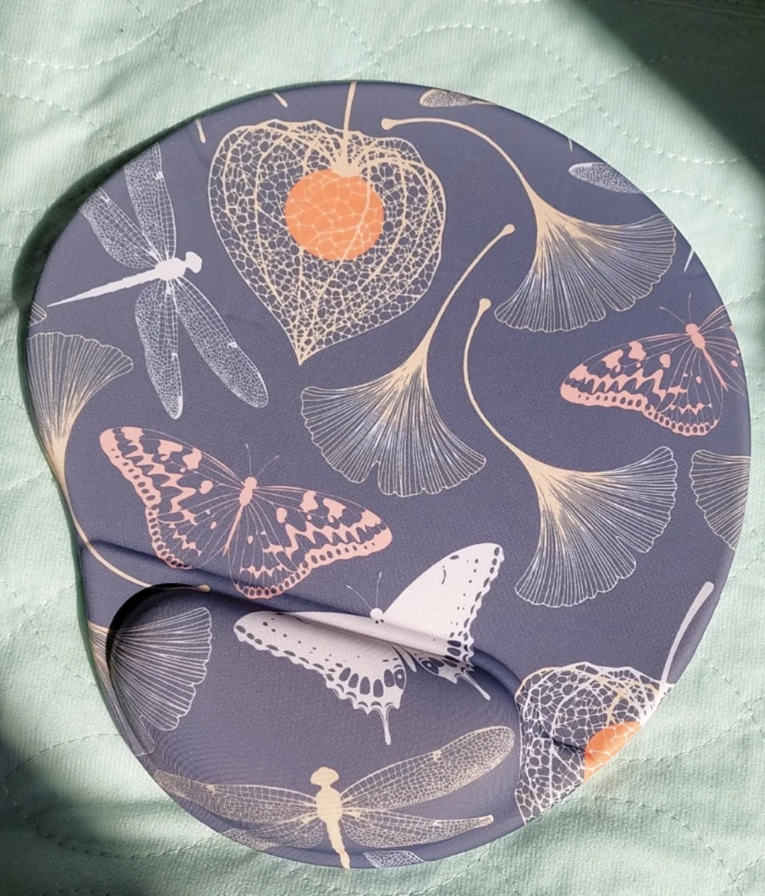 Ergonomic Mouse Pad with Butterfly and Ginkgo Print