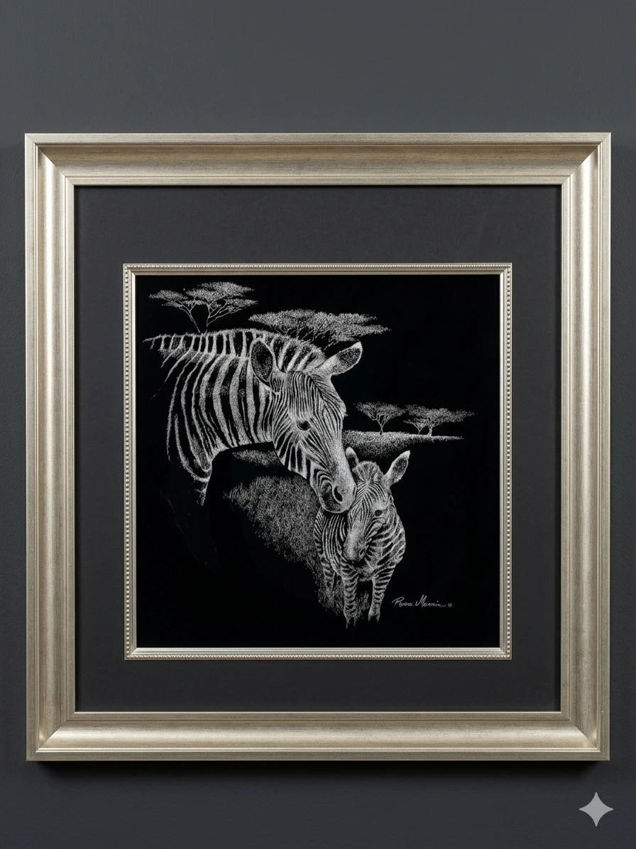Ruane Manning zebra art print in frame - photo 4
