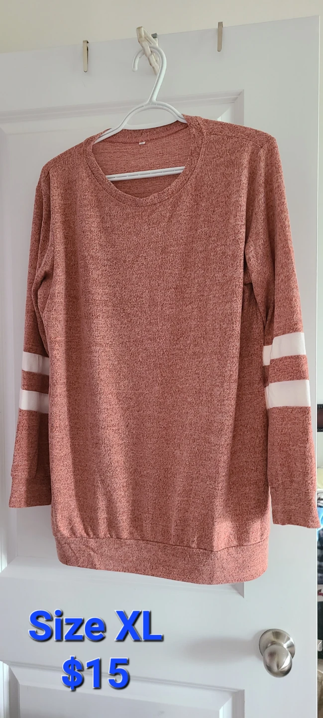 XL Pink Varsity Style Long Sleeve Top