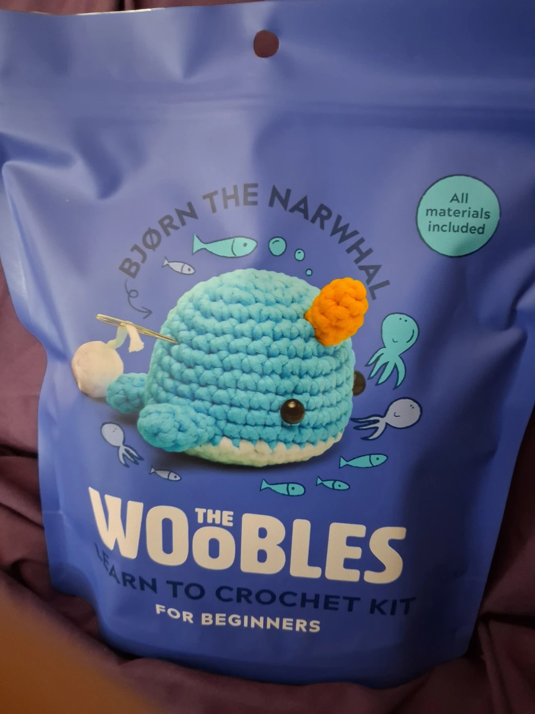 The Woobles Bjorn the Narwhal Crochet Kit