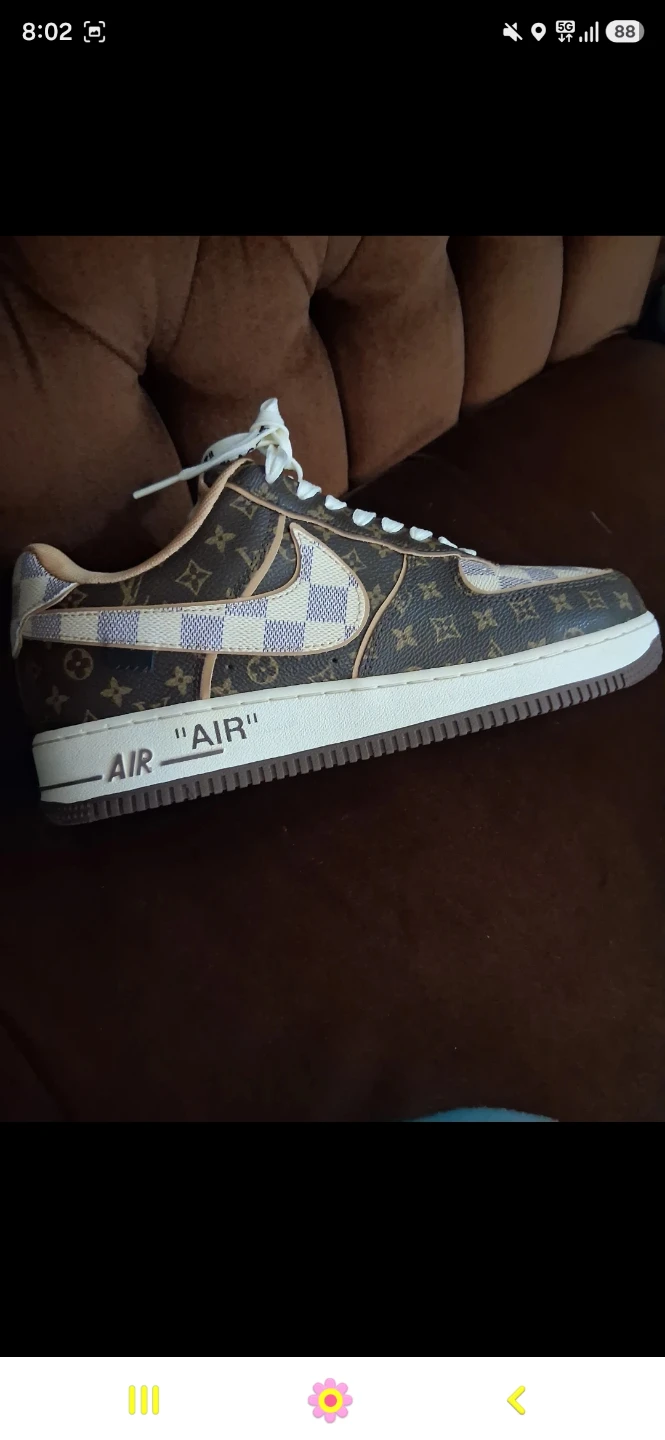 LV Nike Air Force 1 Sneakers - size 9