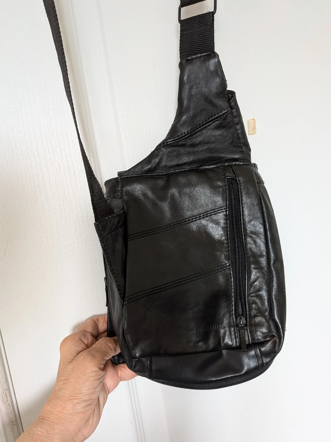 🏈Black Genuine Leather Sling Bag - photo 3