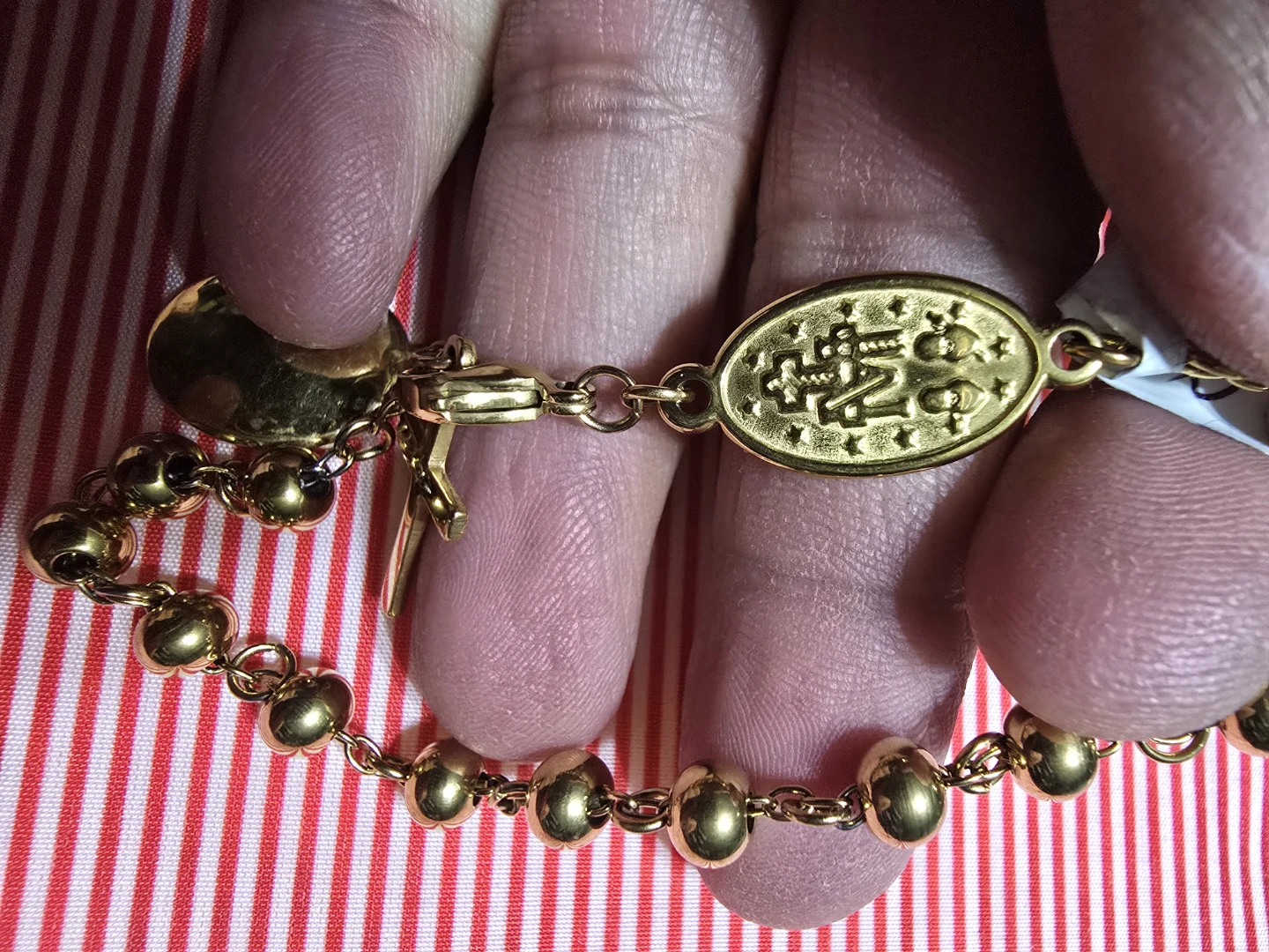 Gold-tone beaded rosary bracelet - photo 2