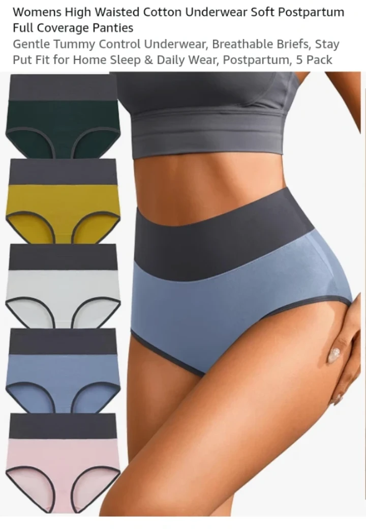 Womens High Waisted Cotton Underwear 5 Pack 🏈