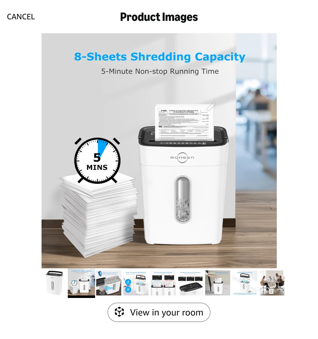 Bonsen 8-Sheet Shredder with 4 Gallon Wastebasket - photo 2