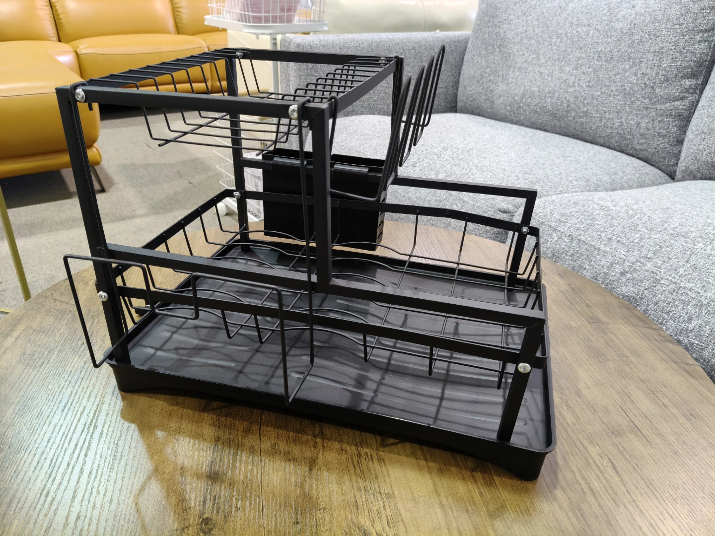 Black 2-Tier Dish Drying Rack with Utensil Holder - photo 2