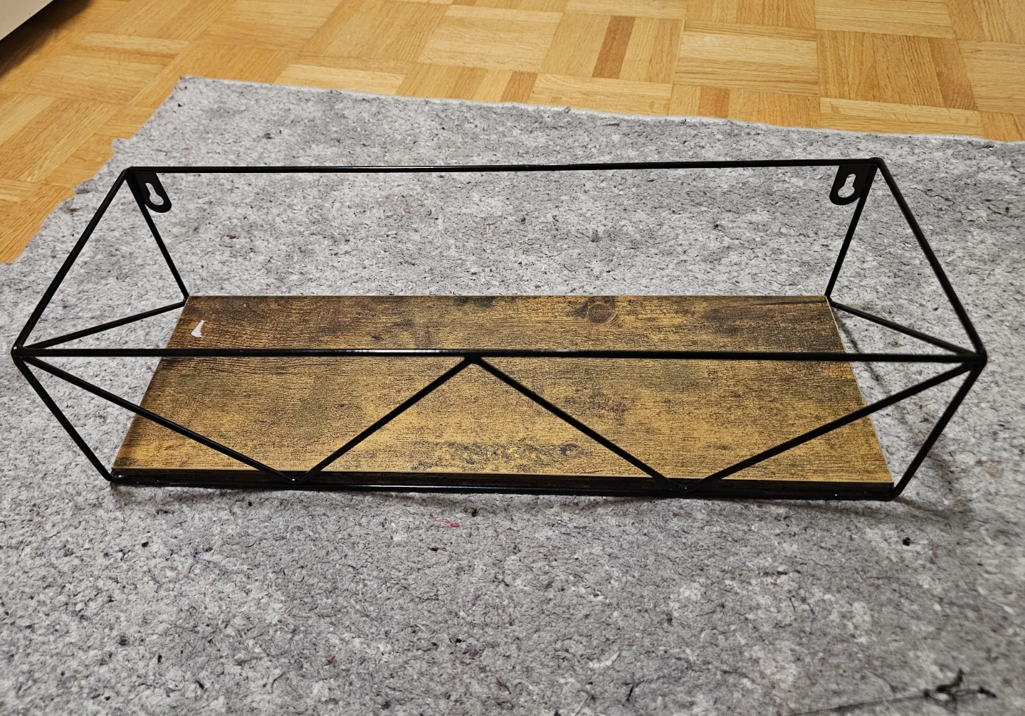Black floating Metal Shelf with Wood Accent - photo 2