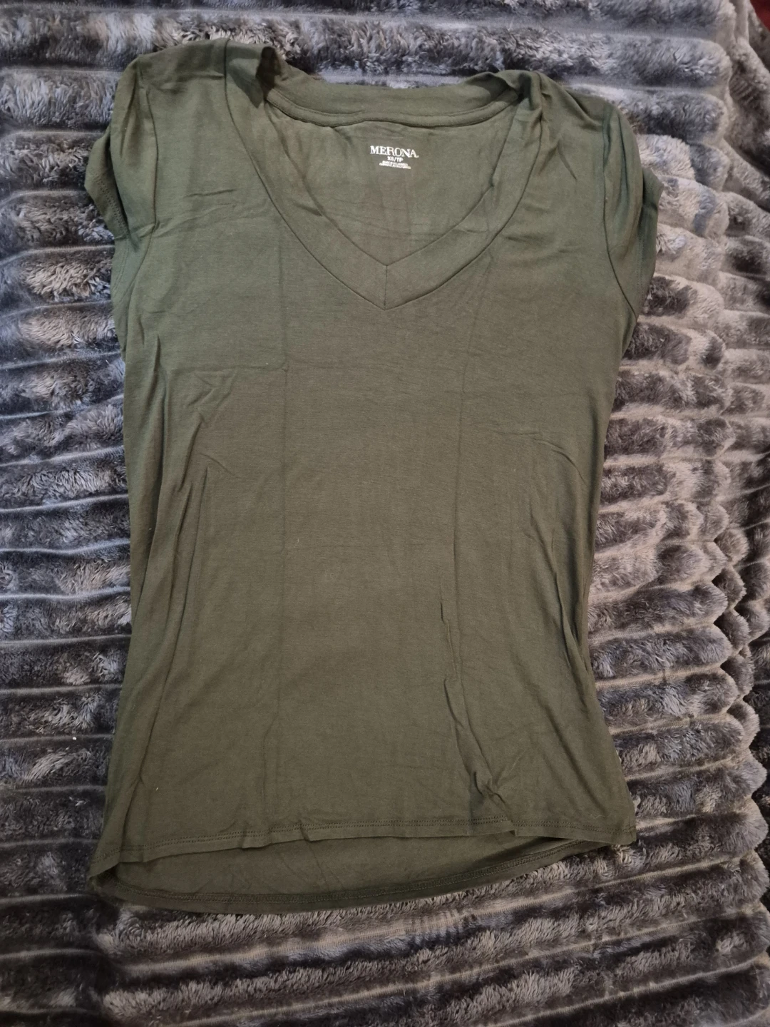Merona Olive Green V-Neck T-Shirt