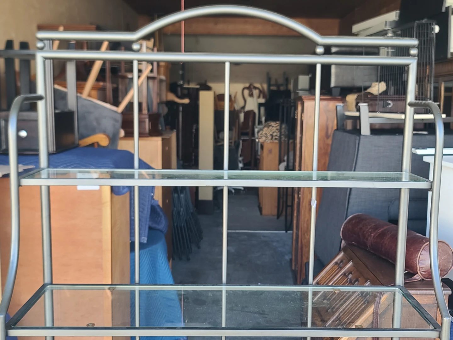 Large Metal Baker's Rack with Slate Tile Top and Wine Storage - photo 2