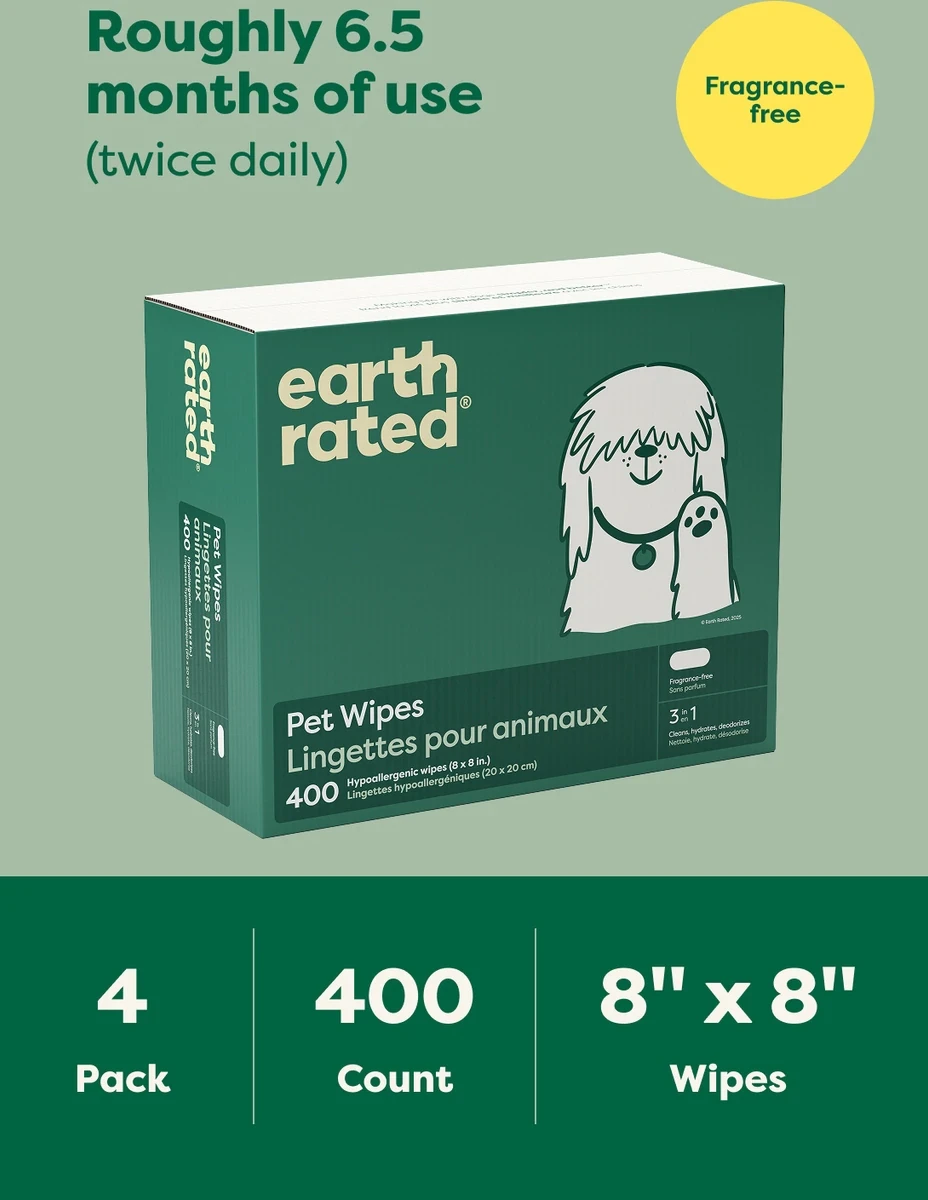 Earth Rated 400 Count Fragrance-Free Pet Wipes - photo 3