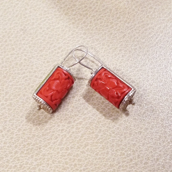 Vintage Signed Sajen 925 Pierced Earrings Red - photo 2