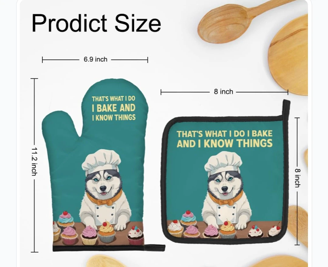 Funny Oven Mitt & Pot Holder Set, Kitchen Gifts for Dog Lovers - photo 5