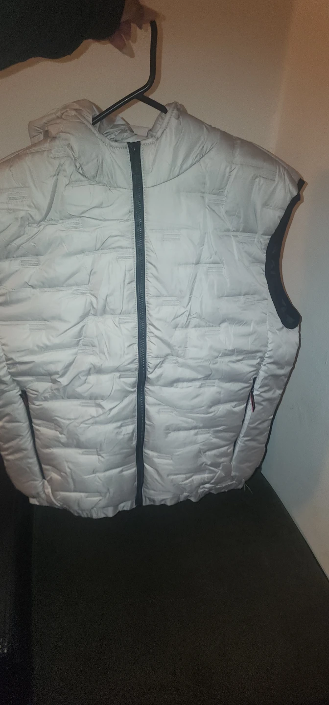 Men's Light Gray Padded Hooded Vest