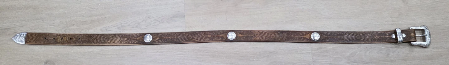 Brown Leather Belt with Silver Buckle - photo 3