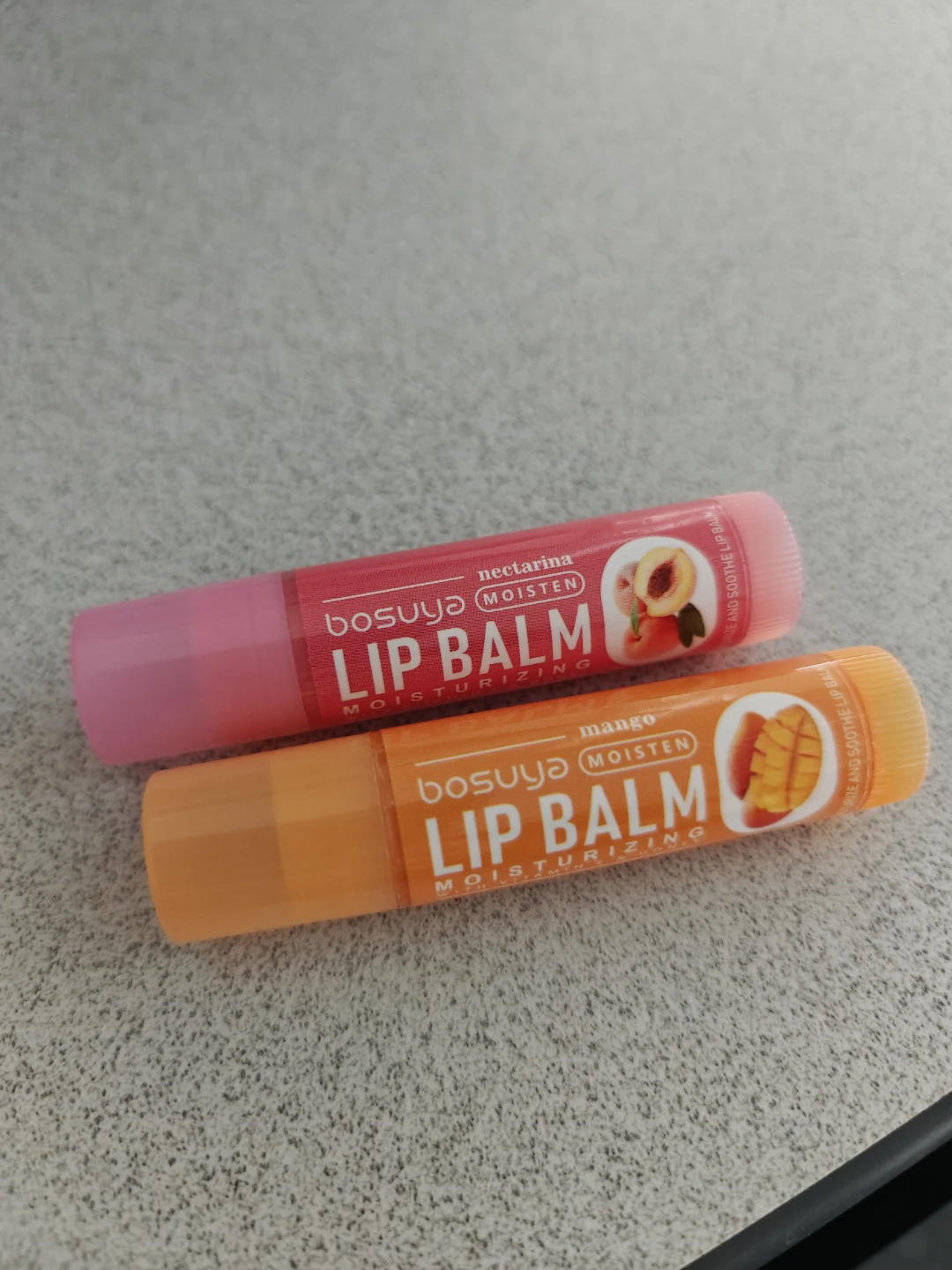 Two Bosuya Lip Balms - Nectarina and Mango