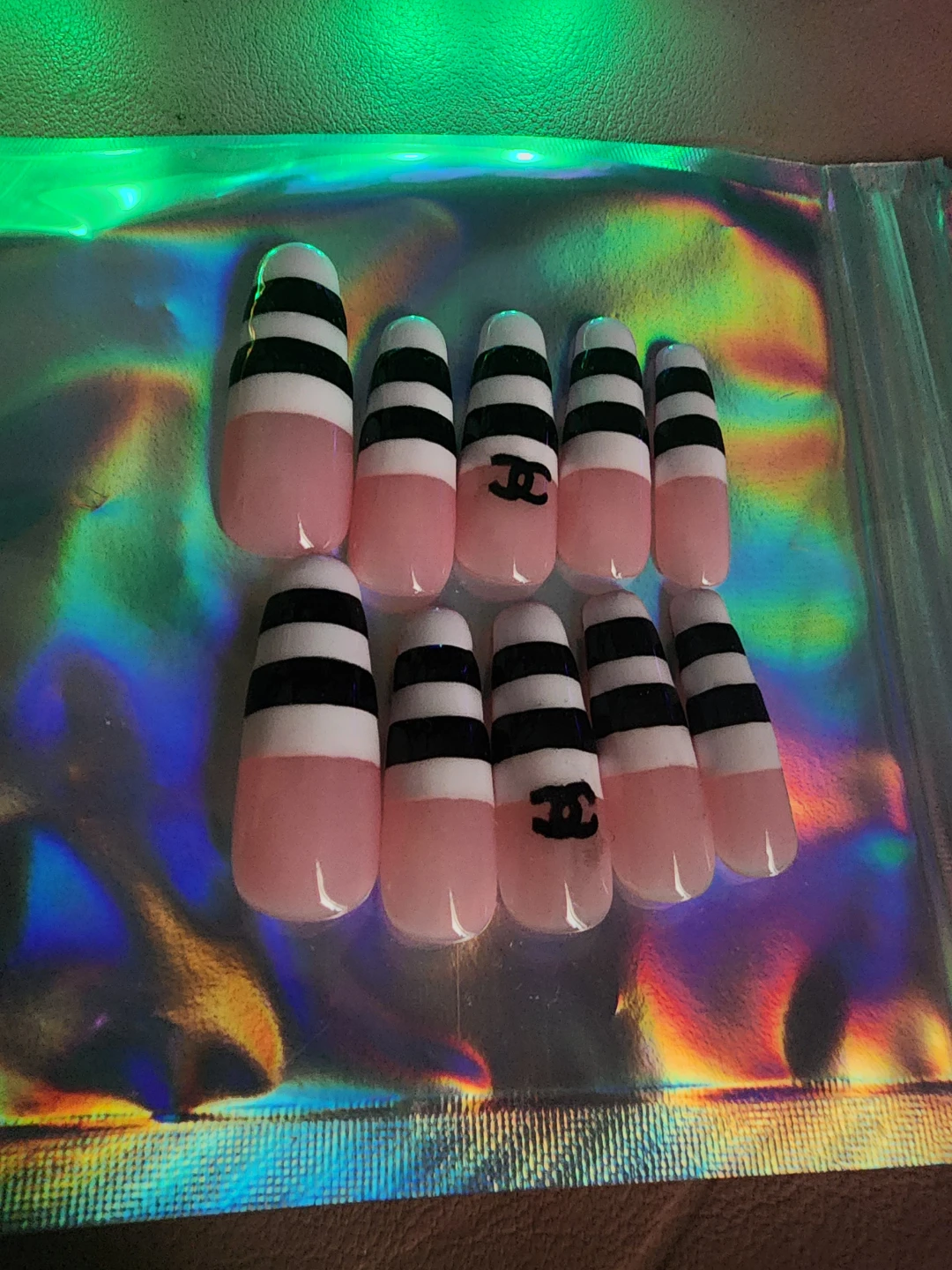 Handmade Chanel Inspired Press-on Nails