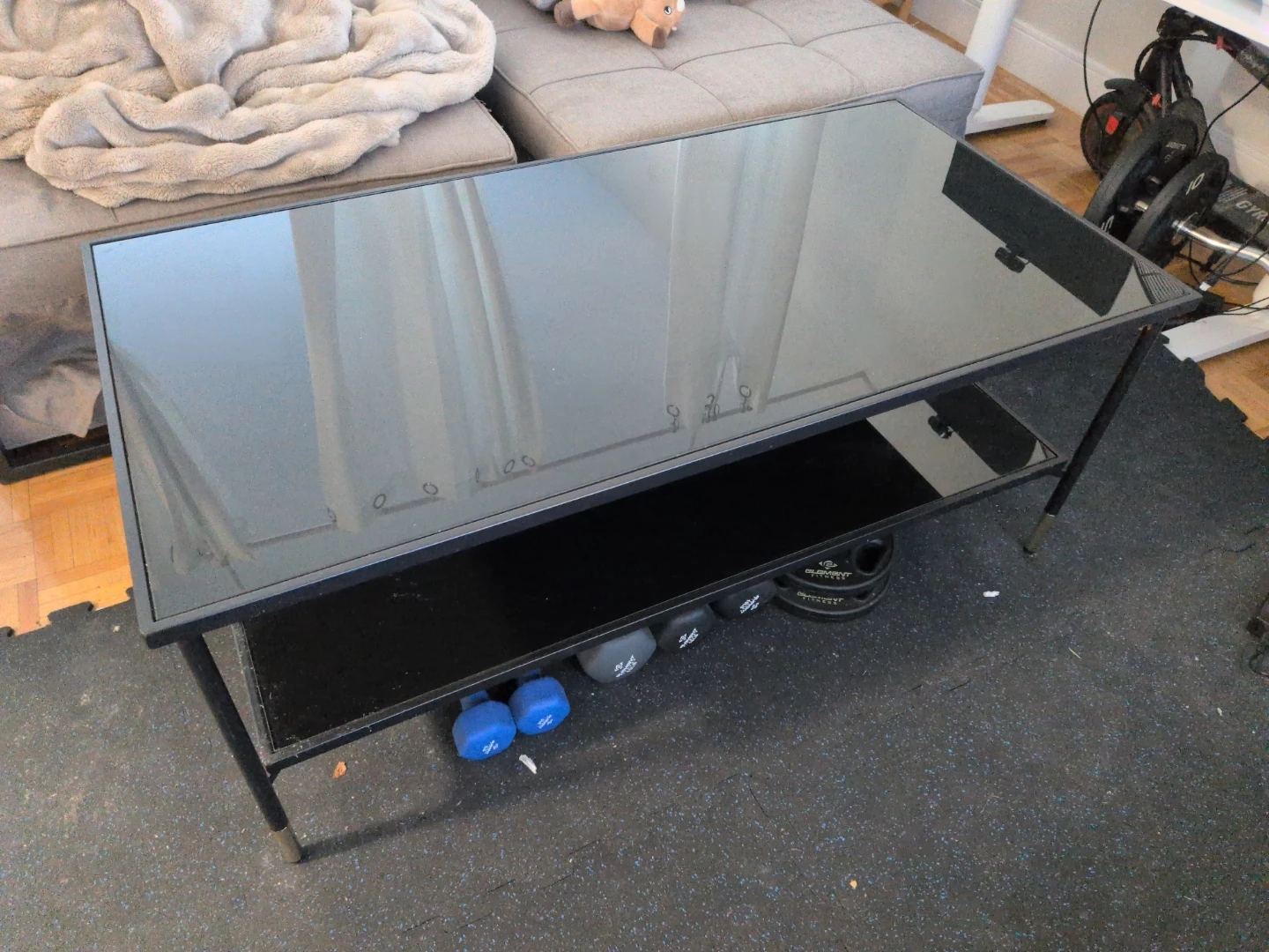 IKEA Asperod Black Glass Coffee Table