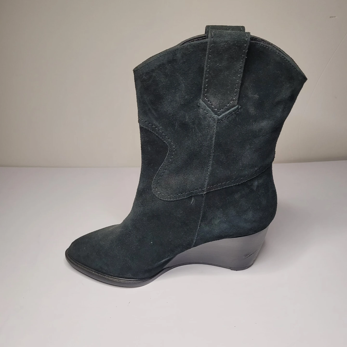 Black Suede Wedge Western Boots - photo 5