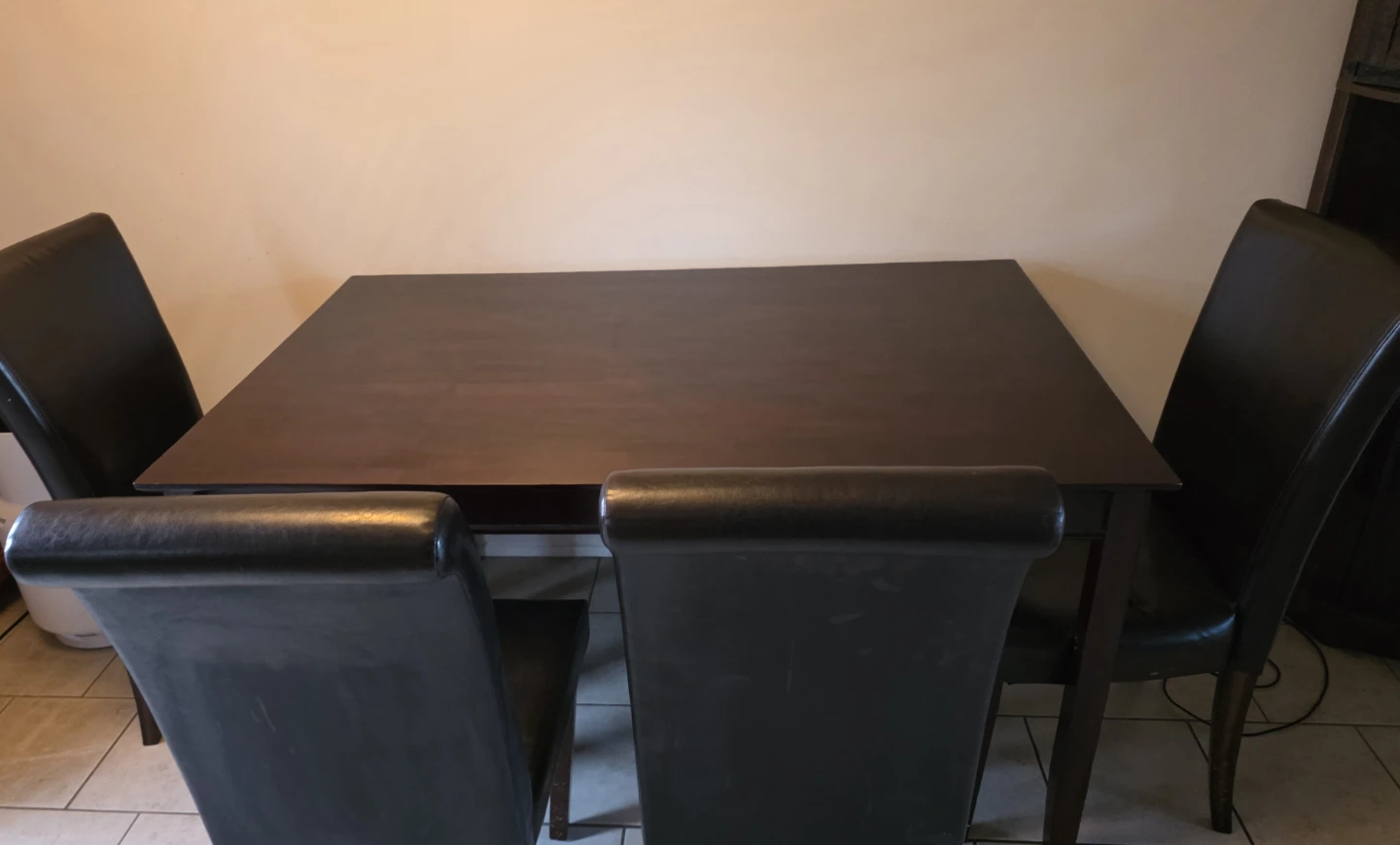Dark brown wooden dining table with 4 chairs, In Millwoods. - photo 2