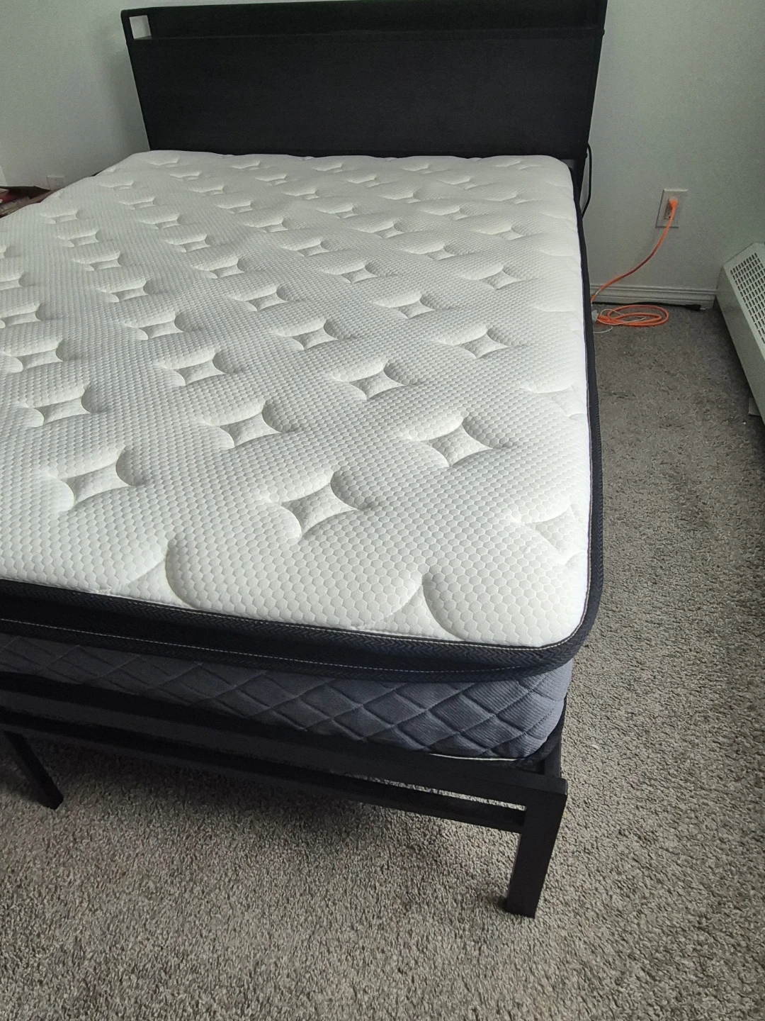 Black Metal Bed Frame with Mattress - photo 3