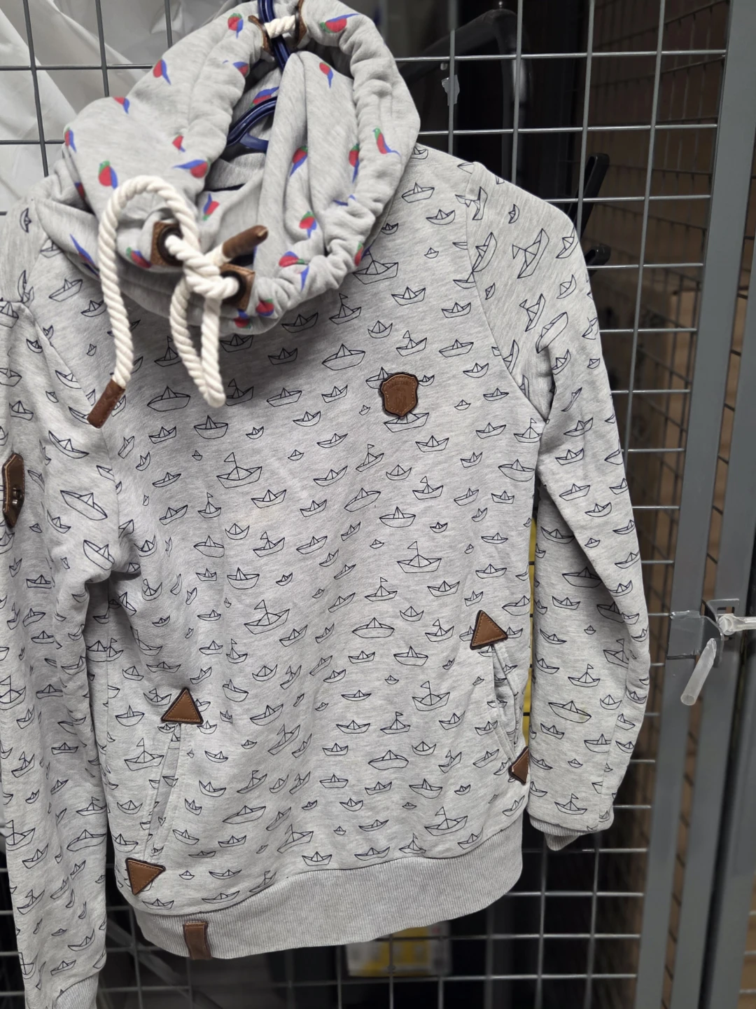 NAKETANO Grey Boat Print Hoodie