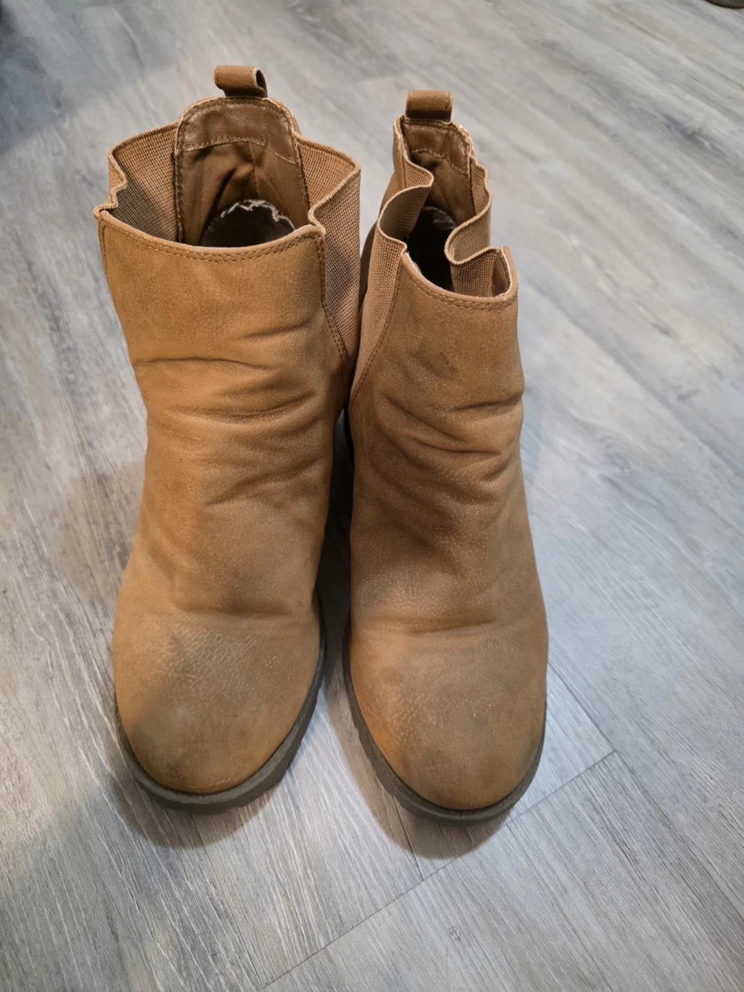 Tan Faux Suede Ankle Boots Size 9.5