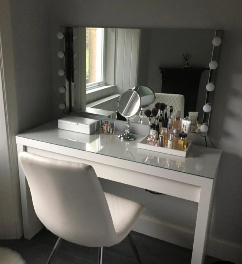 IKEA MALM Dressing Table with Mirror and Lights